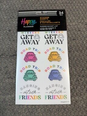 Happy Planner Sticker Sheets Summer Bucket List Value Pack 34 Pcs NEW